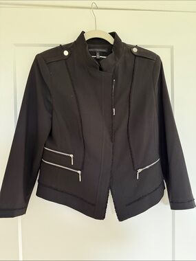 White House Black Market Black Military-Style Zip Pocket Jacket